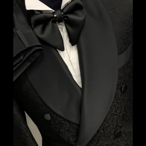 Black luxury double breasted jacquard tuxedo/pant
